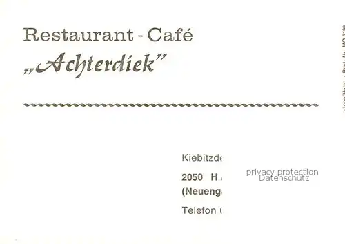 AK / Ansichtskarte 73848231 Neuengamme_Hamburg Restaurant Cafe Achterdiek Gastraeume 