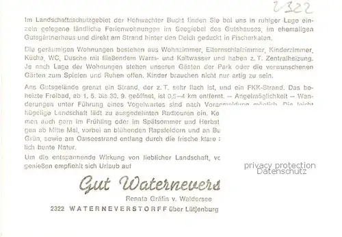 AK / Ansichtskarte 73848245 Waterneverstorf Ferienwohnungen im Seegiebel des Gutshauses Teilansichten Waterneverstorf
