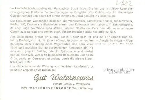 AK / Ansichtskarte  Waterneverstorf Ferienwohnungen im Seegiebel des Gutshauses Teilansichten Waterneverstorf