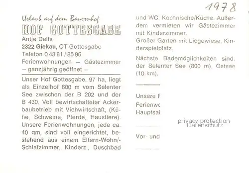 AK / Ansichtskarte  Giekau Hof Gottesgabe Giekau