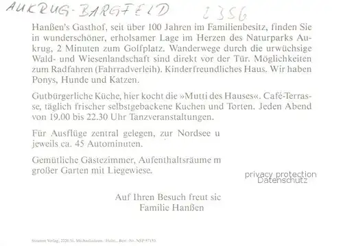 AK / Ansichtskarte 73848252 Bargfeld_Rendsburg Hanssens Gasthof Gastraeume Zimmer Bargfeld Rendsburg