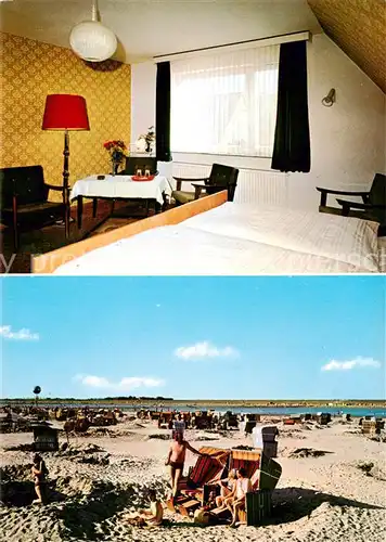 AK / Ansichtskarte 73848258 Buesum_Nordseebad Pension Achtern Diek Zimmer Strandpartie Buesum_Nordseebad