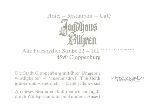 AK / Ansichtskarte  Cloppenburg Hotel Restaurant Cafe Jagdhaus Buehren Cloppenburg