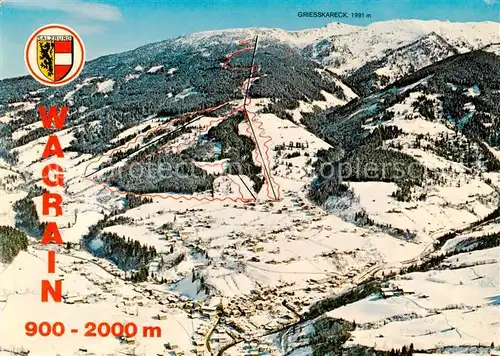 AK / Ansichtskarte 73848291 Wagrain__Salzburg_AT Skischaukel Rodelbahnen Eislaufplatz 
