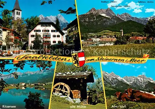 AK / Ansichtskarte  Saalfelden_Steinernes_Meer_AT Ortspartie Panorama Ritzensee Alte Muehle Alm Idyll 