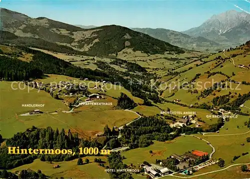 AK / Ansichtskarte  Hintermoos_Pinzgau_AT Fliegeraufnahme mit Handlerhof Appartementhaus Sporthotel Anderl Gasthaus Bachschmied Hotel Hintermoos 