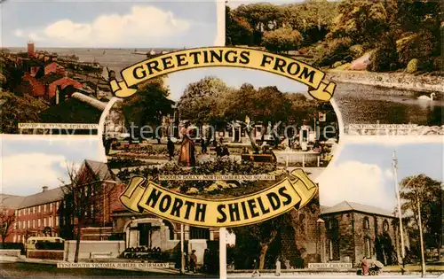 AK / Ansichtskarte  North_Shields_UK Mouth of Tyne and Fish Quay Tynemouth Victoria Jubilee Infirmary Christ Church Northumberland Park 