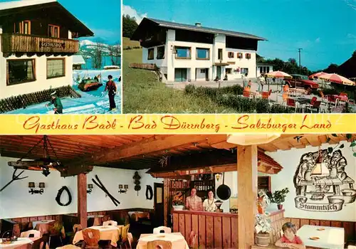 AK / Ansichtskarte 73848386 Bad_Duerrnberg_Hallein Gasthof Badl Gastraum Terrasse Bad_Duerrnberg_Hallein