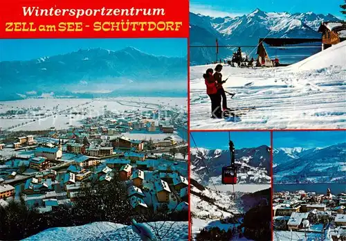 AK / Ansichtskarte  Schuettdorf_Zell_am_See_AT mit Hohe Tauern Areitalm mit Glocknerlift uind Kitzsteinhorn Zell am See mit Thumersbach und Schmittenhoeheseilbahn 