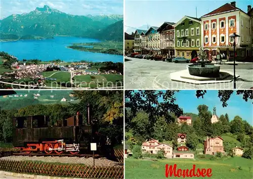 AK / Ansichtskarte  Mondsee_Salzkammergut_AT Marktplatz Lokomotive der Ischler Bahn Maria Hilf 