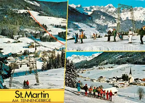 AK / Ansichtskarte  St_Martin_Tennengebirge_Pongau_AT Panorama Schlepplift Skischule 