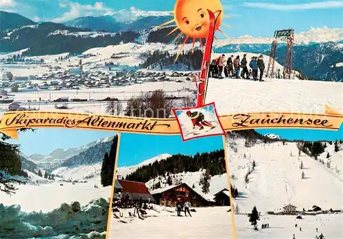 AK / Ansichtskarte  Altenmarkt_Zauchensee_AT Panorama Rosskopflift mit Hohem Dachstein Zauchensee Gaststaetten Lift Gasthaus  