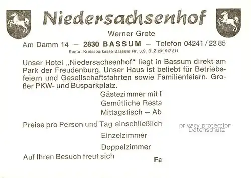 AK / Ansichtskarte 73848452 Bassum Hotel Restaurant Niedersachsenhof Bassum