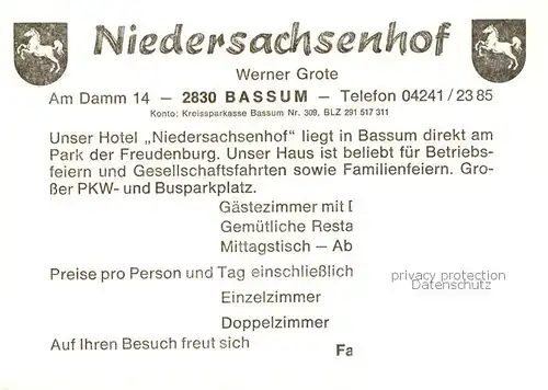 AK / Ansichtskarte  Bassum Hotel Restaurant Niedersachsenhof Bassum