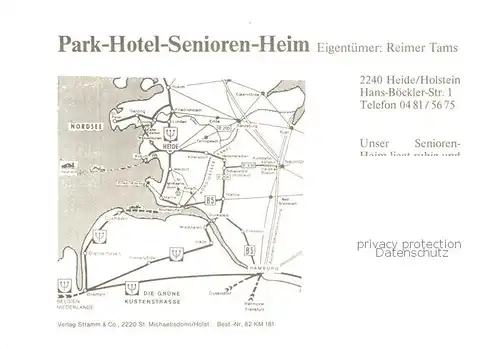 AK / Ansichtskarte 73848466 Heide_Holstein Park-Hotel Seniorenheim Fliegeraufnahme Heide_Holstein