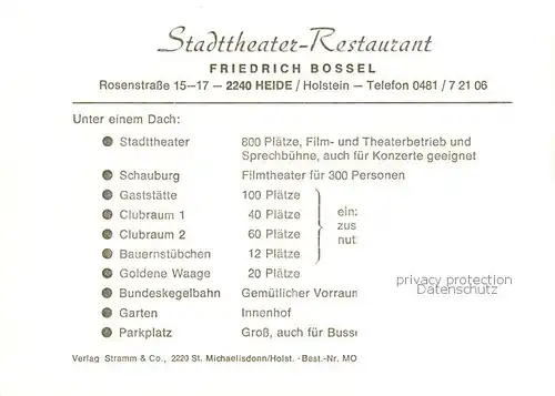 AK / Ansichtskarte 73848469 Heide_Holstein Stadttheater Restaurant Festsaal Heide_Holstein