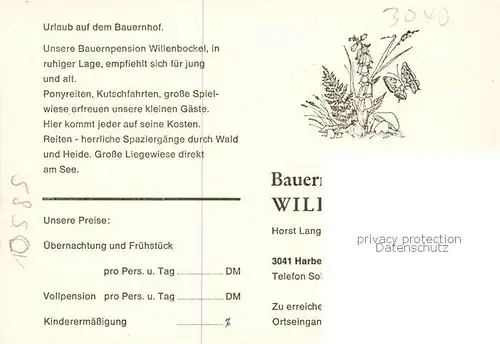 AK / Ansichtskarte  Harber_Moor Urlaub auf dem Bauernhof Pension Willenbockel Ponyreiten Kutschfahrten Teich Harber Moor