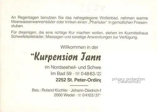 AK / Ansichtskarte 73848488 St_Peter-Ording Kurpension Tannenhof Fremdenzimmer Aufenthaltsraum Terrasse St_Peter-Ording