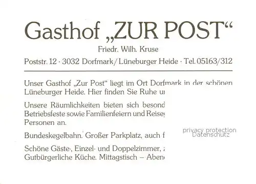 AK / Ansichtskarte 73848491 Dorfmark_Bad_Fallingbostel Gasthof Pension Zur Post 