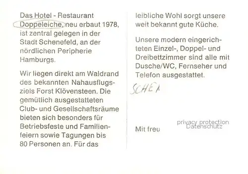 AK / Ansichtskarte 73848498 Schenefeld_Hamburg Hotel Restaurant Doppeleiche Schenefeld Hamburg
