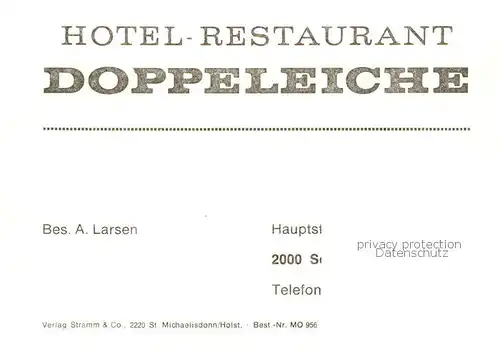 AK / Ansichtskarte 73848501 Schenefeld_Hamburg Hotel Restaurant Doppeleiche Schenefeld Hamburg