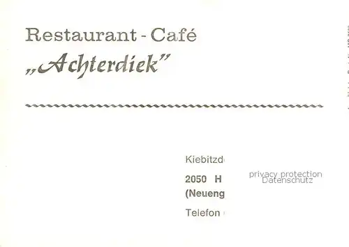 AK / Ansichtskarte 73848503 Neuengamme_Hamburg Restaurant Café Achterdiek 