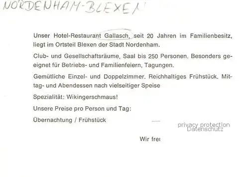AK / Ansichtskarte 73848506 Blexen Hotel Restaurant Gallasch Blexen