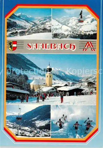 AK / Ansichtskarte  Saalbach_-Hinterglemm_AT mit Schattbergbahn Kirche und Bernkogel Sessellift 