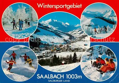 AK / Ansichtskarte 73848569 Saalbach_-Hinterglemm_AT Panorama Skipisten Skilaeufer 
