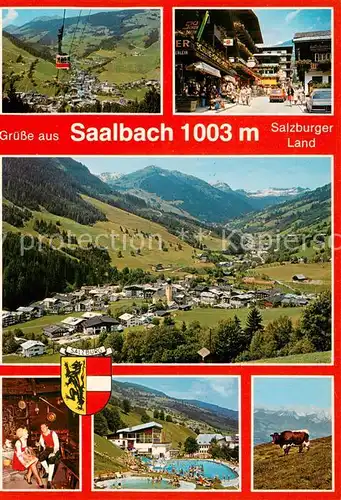 AK / Ansichtskarte 73848572 Saalbach_-Hinterglemm_AT Schattberg Seilbahn Ortspartie Panorama Schwimmbad 