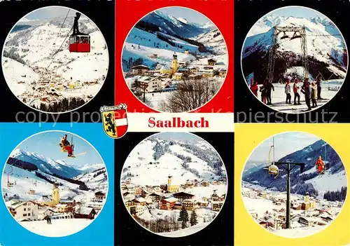 AK / Ansichtskarte  Saalbach_-Hinterglemm_AT Seilbahn Ortspartie Schlepplift Sessellifte 