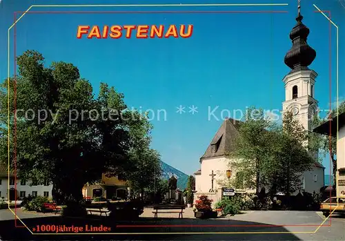 AK / Ansichtskarte 73848610 Faistenau_Salzburg_AT Kirche 1000jaehrige Linde 