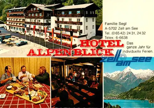 AK / Ansichtskarte 73848621 Zell_See_AT Hotel Alpenblick Gaststube Brotzeit Seepartie 