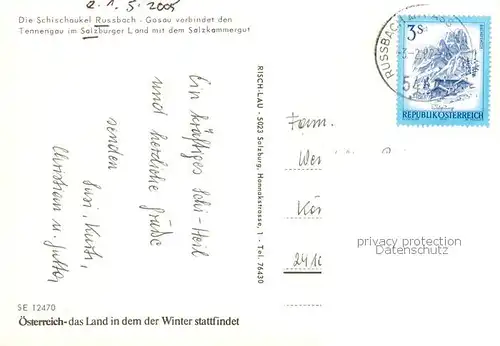 AK / Ansichtskarte 73848626 Russbach-Gosau_Salzkammergut_AT Hornlift Ortsansicht Gosau Dachsteinblick Skilift 