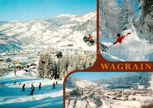 AK / Ansichtskarte 73848635 Wagrain__Salzburg_AT Gross Schiliftanlagen Skifahrter Panorama 