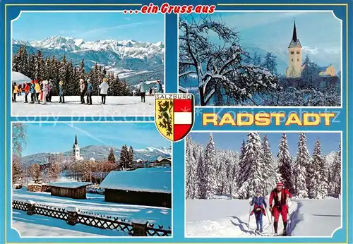 AK / Ansichtskarte  Radstadt_AT Skischule Kirche Ortsansicht Langlauf 