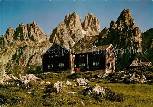 AK / Ansichtskarte  Hofpuerglhuette_1703m_Dachstein_AT Dachstein mit Kampl Bischofsmuetze und Mosermandl 