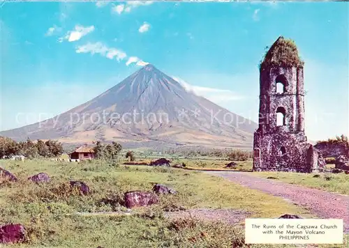 AK / Ansichtskarte 73848699 Cagsawa_Philippine_Islands The Ruins of the Cagsawa Church with the amyon Volcano Philippines 