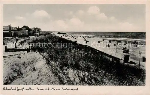 AK / Ansichtskarte 73848750 Grossmoellen_Mielno_PL Strandhalle mit Badestrand 