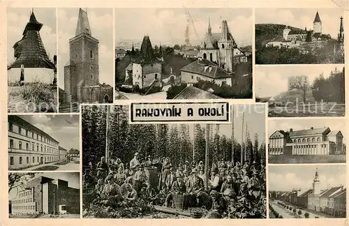 AK / Ansichtskarte 73848786 Rakovnik_Rakovnick_Rakonitz_CZ Teilansichten Kirche Schloss Waldpartie 