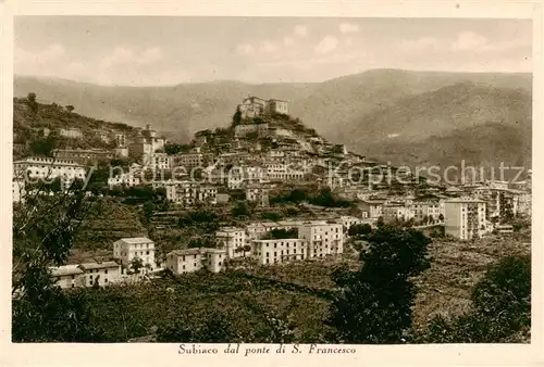 AK / Ansichtskarte  Subiaco__IT dal ponte Monasterio di San Francesco 