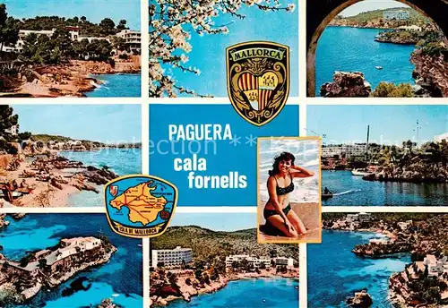 AK / Ansichtskarte  Paguera_Mallorca_Islas_Baleares_ES Cala fornells Teilansichten Strandpartien Hafen 