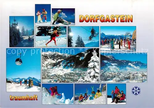 AK / Ansichtskarte 73849009 Dorfgastein_AT Skipisten Skischule Seilbahn Panorama Teilansichten 