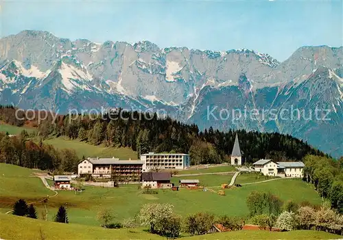 AK / Ansichtskarte  Hallein_AT Kuranstalt und Erholungsheim St Josef am Duerrnberg Kirche und Gondelbahn Bergstation mit Untersberg 