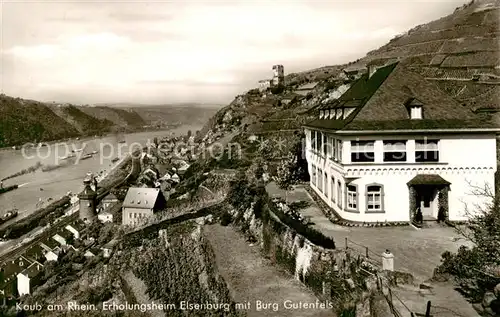 AK / Ansichtskarte  Kaub_Caub_Rhein Erholungsheim Elsenburg mit Burg Gutenfels 