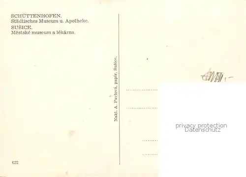 AK / Ansichtskarte 73849141 Schuettenhofen_Kolinec_Susice_CZ Staedt Museum und Apotheke 