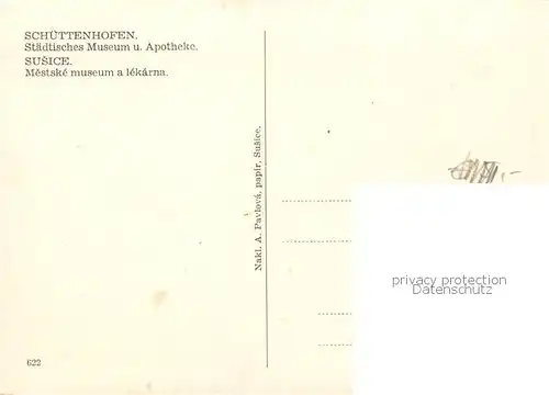 AK / Ansichtskarte  Schuettenhofen_Kolinec_Susice_CZ Staedt Museum und Apotheke 