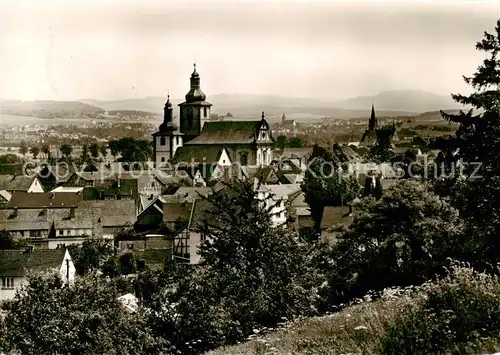 AK / Ansichtskarte 73849202 Burghaun Ortsansicht mit Kirche Burghaun