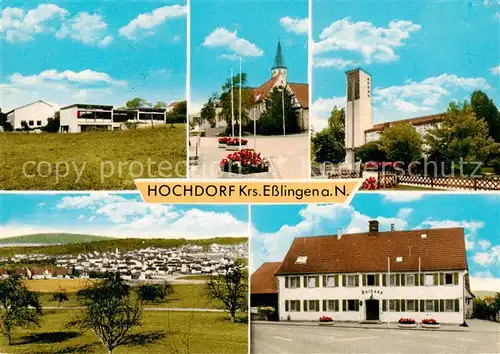 AK / Ansichtskarte 73849255 Hochdorf_Plochingen Teilansichten Kirchen Rathaus Panorama Hochdorf Plochingen