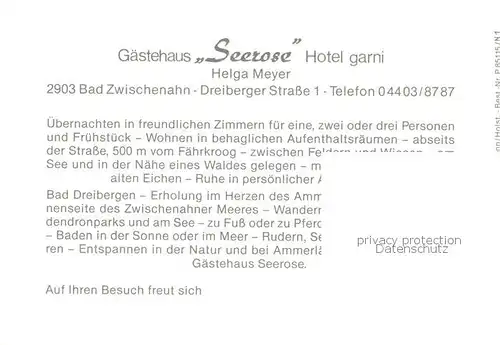 AK / Ansichtskarte  Bad_Zwischenahn Gaestehaus Seerose Hotel garni  Bad_Zwischenahn